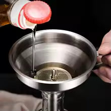 304 Stainless Steel Funnel with Strainer, Oil Liquid Filter, Kitchen Gadget