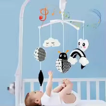 Baby Rattles Crib Mobile, Rotating Musical Toy Holder, Infant Bed Bell.
