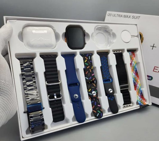I20 Ultra Smart Watch With Earbuds And 7 Straps